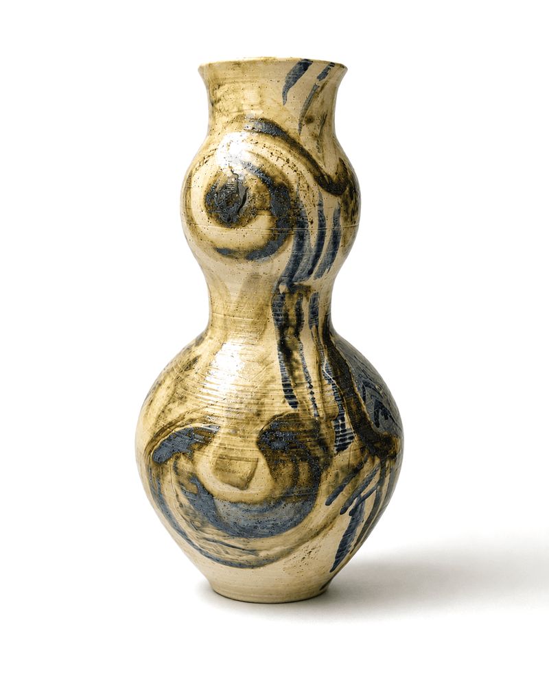 Vase Calabash, bleu de cobalt et crème