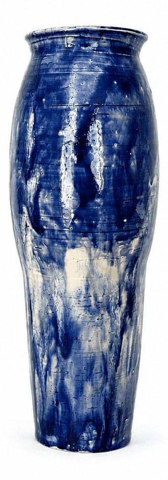 Vase bleu céladon, coulures crème